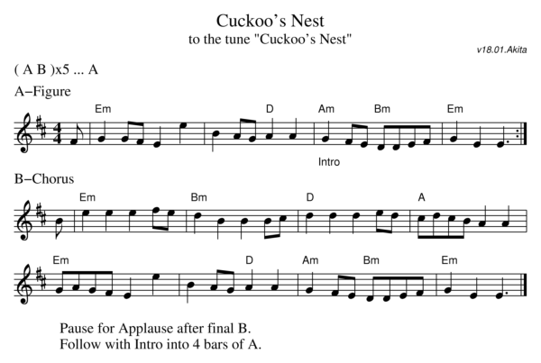Sheet music for the dance Cuckoo's Nest