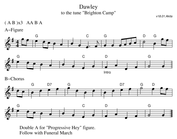 Sheet music for the dance Dawley