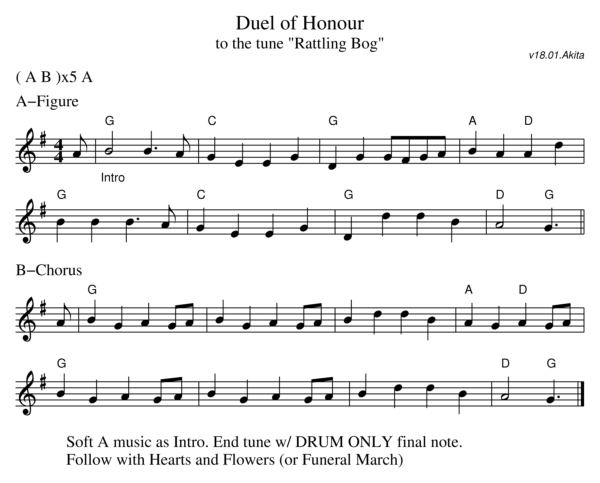 Sheet music for the dance Duel of Honour